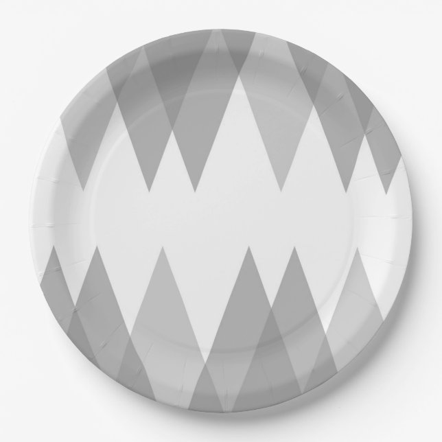 Grey triangles paper plates (Front)