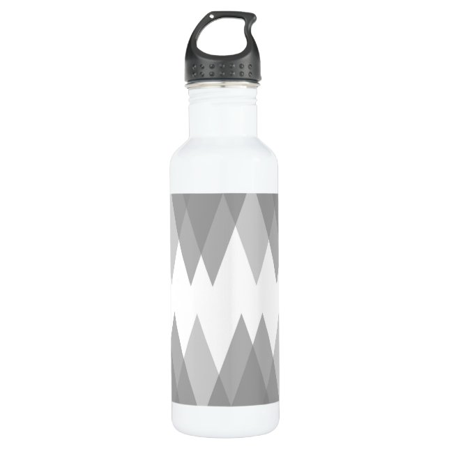 Grey triangles stainless steel water bottle (Front)