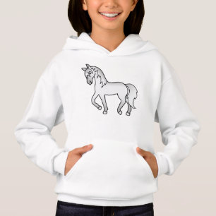 Grey Trotting Horse Cute Cartoon Illustration Hoodie
