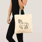 Grey Trotting Horse Cute Cartoon Illustration Tote Bag (Front (Product))