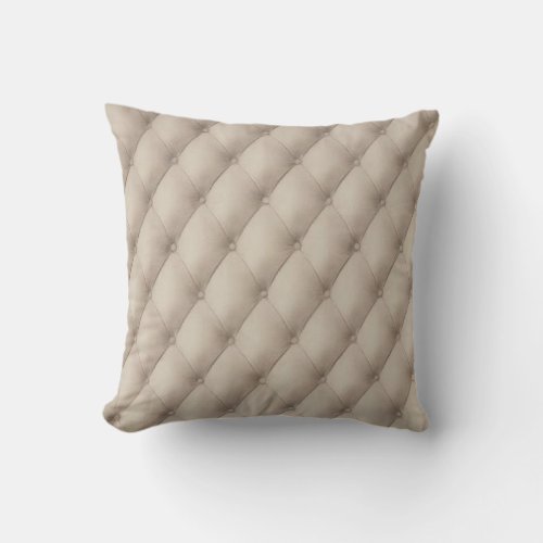 Grey Tufted Leather Look Pillow