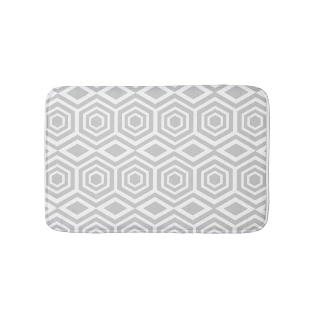 Grey Turkish Geometric Pattern Bath Mat (Front)