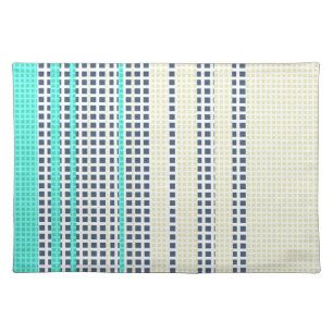 Grey turquoise plaid cloth placemat