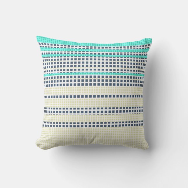 Grey turquoise plaid throw pillow (Front)
