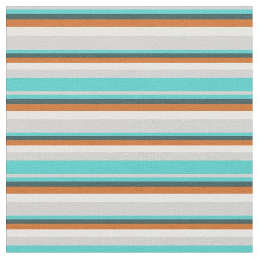 Grey, Turquoise, Slate Gray, Chocolate & White Fabric
