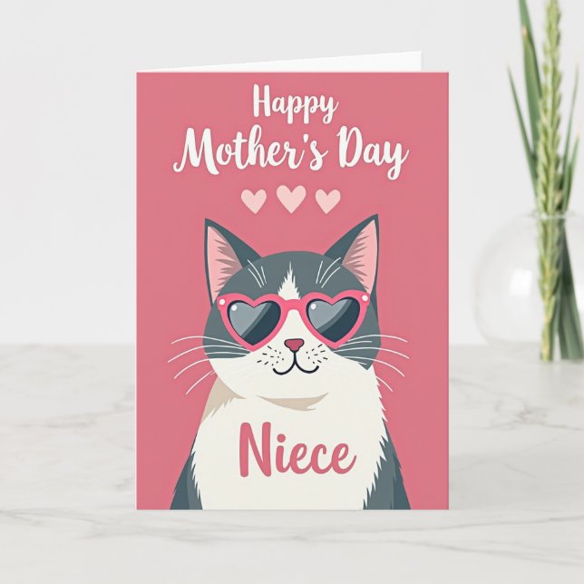 Grey Tuxedo Cat Day Card (Front)