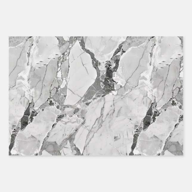 Grey "Twilight Marble Fantasy" Marble Texture Wrap Wrapping Paper Sheets (Front)