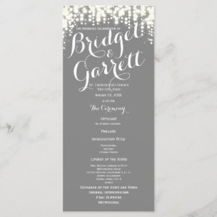 Grey Twinkle Lights Wedding Program