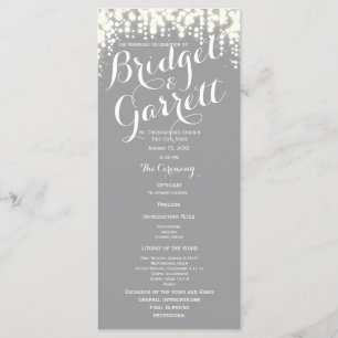 Grey Twinkle Lights Wedding Program