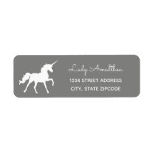 Grey Unicorn Address Label