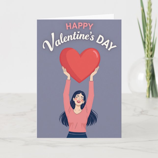 Grey Valentines Day Heart Card (Front)