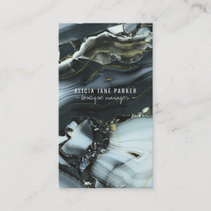 Grey veined blue marble gem stone boutique jeweler business card