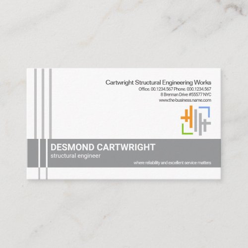 Grey Vertical Re_bar Concrete Column Engineering Business Card