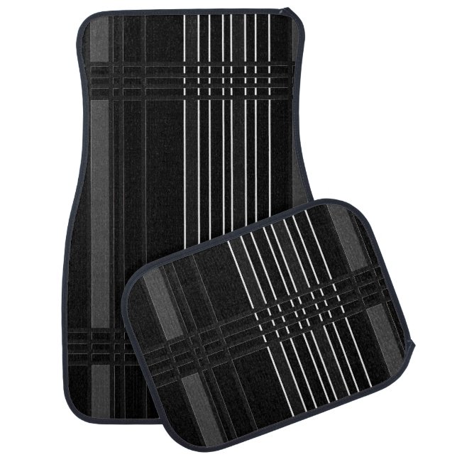 Grey Vertical Stripes Car Floor Mat (Set)