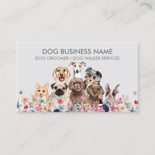Grey Veterinary Logo Pet Hotel Dogs Business Card