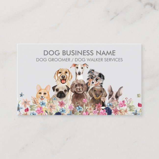 Grey Veterinary Logo Pet Hotel Dogs Business Card