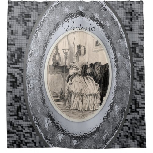 Grey victorian womens shower curtain