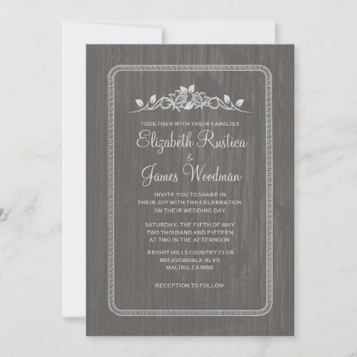 Grey Vintage Barn Wood Wedding Invitations