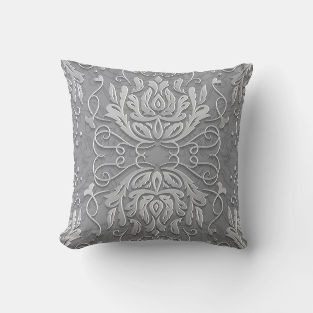 Grey Vintage Design Designer Pillow (Front)