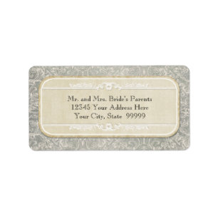 Grey Vintage French Regency Lace Weddings Label