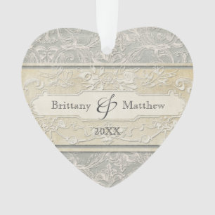 Grey Vintage French Regency Lace Weddings Ornament