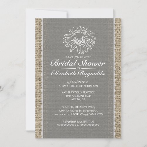 Grey Vintage Lace Bridal Shower Invitations
