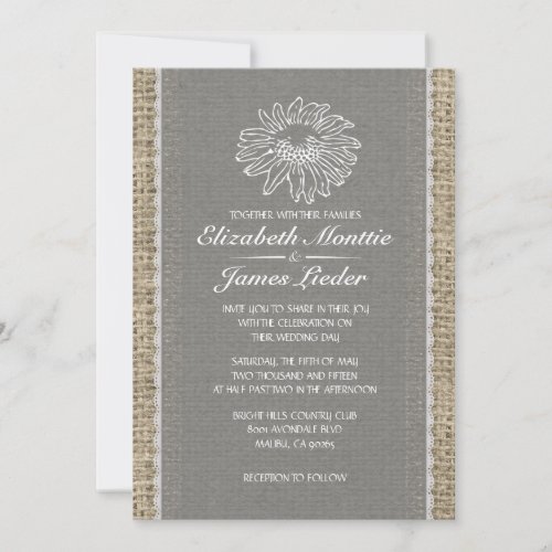 Grey Vintage Lace Wedding Invitations