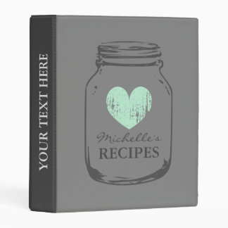 Grey vintage mason jar mini recipe binder book