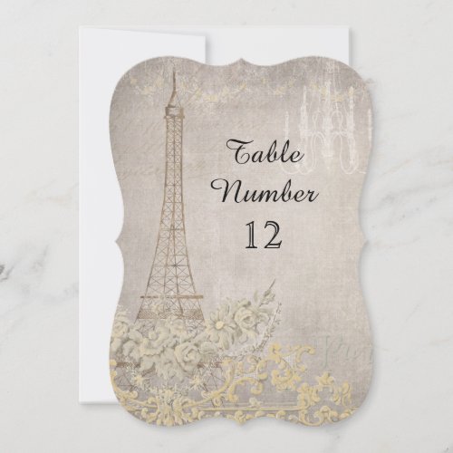 Grey Vintage Paris Parisian Reception Table Number