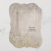 Grey Vintage Paris Parisian Stylish Bridal Shower Invitation (Front/Back)