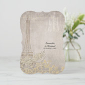 Grey Vintage Paris Parisian Stylish Bridal Shower Invitation (Standing Front)