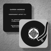 Grey Vinyl LP | QR Code Square Business Card