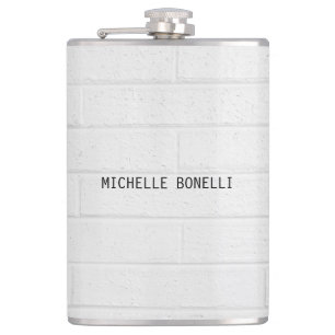 Grey  Wall Bricks Design Plain Legible Modern Flask