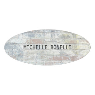 Grey Wall Design Background Plain Legible Modern Name Tag