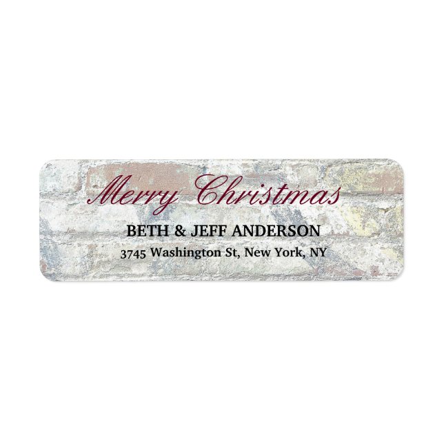Grey Wall Merry Christmas Message Family Sheet Label (Front)