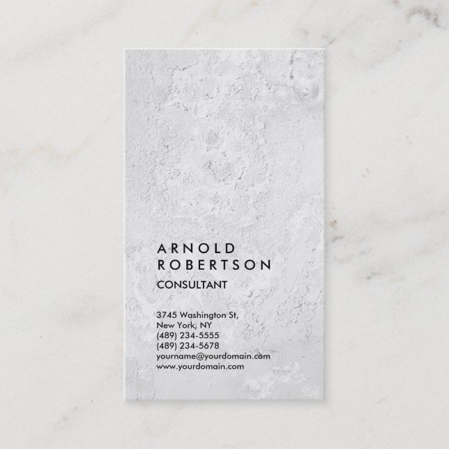 Grey Wall Minimalist Modern Plain Simple Vertical Business Card (Front)
