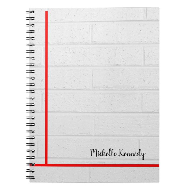 Grey Wall Red Lines Minimalist Professional Modern Notebook (Front)