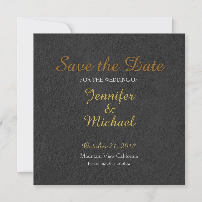 Grey Wall Save the Date Wedding Handwriting (Front)