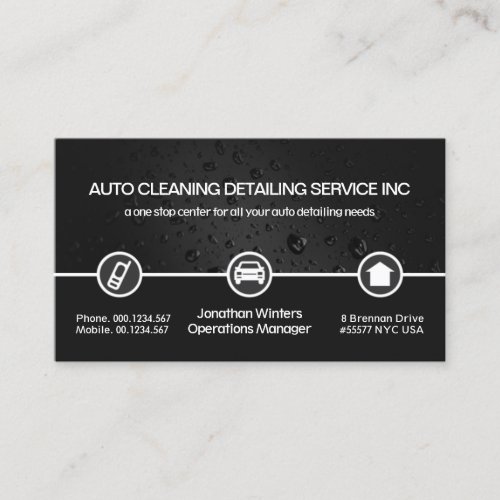 Grey Water Drop Special Icon Border Car Wash Business Card