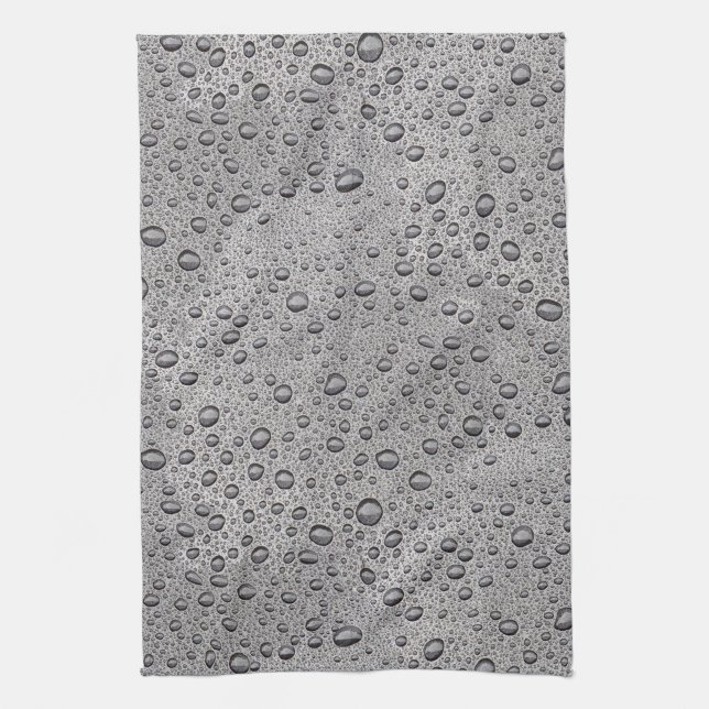 Grey water droplets kitchen towel (Vertical)
