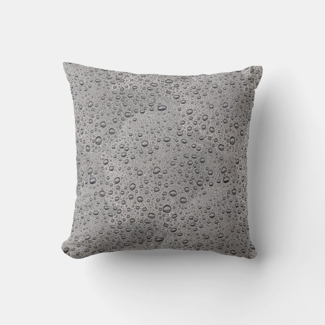 Grey water droplets throw pillow (Front)