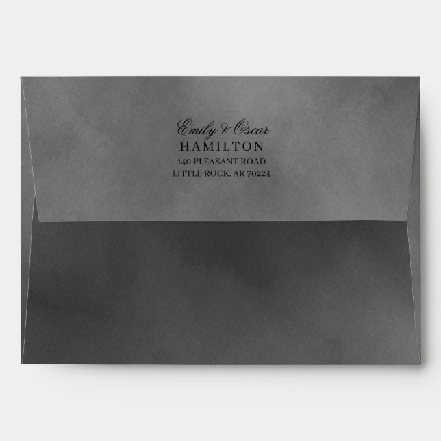 Grey Watercolor Gothic Elegant Moody Floral Envelope (Back (Top Flap))
