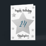 Grey Watercolor Stars 14th Birthday Card<br><div class="desc">Personalized grey watercolor stars 14th birthday card for him. The front features watercolor grey stars and a place for you to personalize with the birthday recipient's name. The inside card message can be easily personalized and the back with the year. This stars personalized 14th birthday card would make a unique...</div>