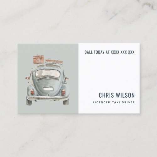 GREY WATERCOLOR TAXI HIRING CAB DRIVER SERVICE BUSINESS CARD