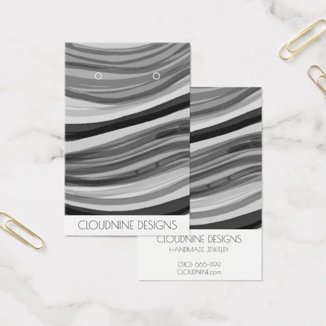 Grey Waves Earring Necklace Jewelry Display Card (Office)
