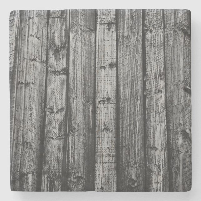 Grey weathered wood boards texture stone coaster (Front)