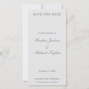 Grey Wedding Professional Minimalist Plain Save The Date
