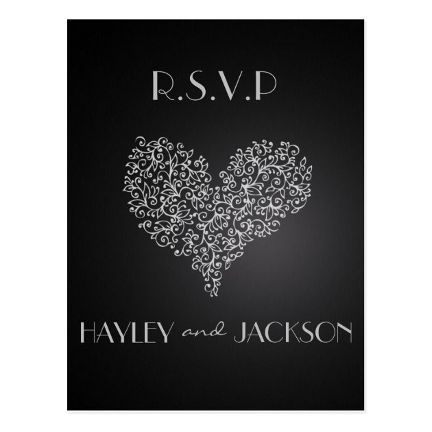 Grey Wedding Rsvp Postcards "with Love"