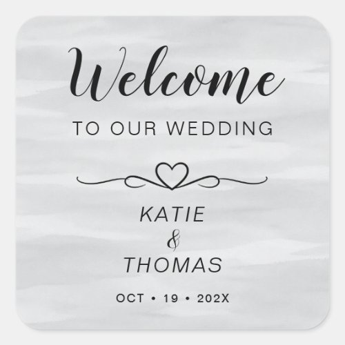 Grey Wedding Welcome Bag Stickers | Personalized