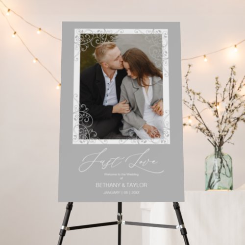 Grey Wedding Welcome Just Love Quote Photo Foam Board